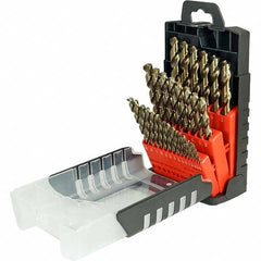 Cle-Force - 1/16 to 1/2", 135° Point, Gold Finish, High Speed Steel Jobber Length Drill Bit Set - USA Tool & Supply