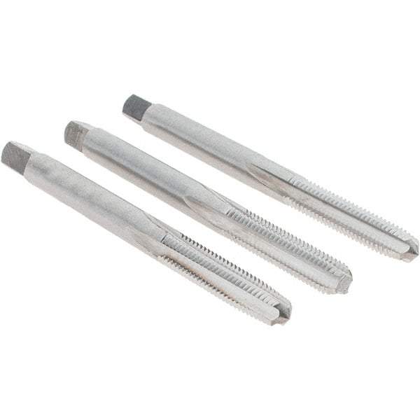 Cle-Line - #10-32 UNF, 4 Flute, Bottoming, Plug & Taper, Bright Finish, High Speed Steel Tap Set - Right Hand Cut, 2-3/8" OAL, 7/8" Thread Length, Series 0404 - USA Tool & Supply