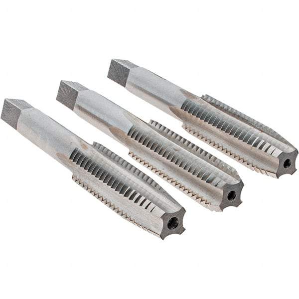 Cle-Line - 1/2-13 UNC, 4 Flute, Bottoming, Plug & Taper, Bright Finish, High Speed Steel Tap Set - Right Hand Cut, 3-3/8" OAL, 1-21/32" Thread Length, Series 0404 - USA Tool & Supply