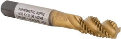 Kennametal - M10x1.50 3 Flute 6H Modified Bottoming Spiral Flute Tap - Vanadium High Speed Steel, TiCN/TiN Finish, 2-15/16" OAL, Right Hand Flute, Right Hand Thread, D6, Series GOtap\xAE - USA Tool & Supply
