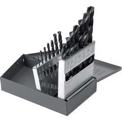Chicago-Latrobe - 1/16 to 1/2", 135° Point, TiAlN Finish, High Speed Steel Jobber Length Drill Bit Set - USA Tool & Supply