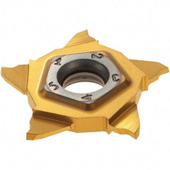 Iscar - PENTA24R100 P IC1008 Grade, 0.0394" Cutting Width, Carbide Cutoff Insert - 15° Right Hand Lead Angle, 0.002" Cnr Rad, TiAlN/TiN Coated - USA Tool & Supply