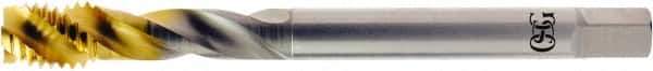 OSG - M14x2.00 3 Flute 6H Modified Bottoming Spiral Flute Tap - Vanadium High Speed Steel, TiN Finish, 110mm OAL, Right Hand Flute, Right Hand Thread, D5, Series 16455 - USA Tool & Supply