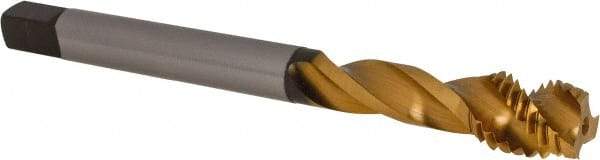 OSG - M12x1.75 3 Flute 6H Modified Bottoming Spiral Flute Tap - Vanadium High Speed Steel, TiN Finish, 110mm OAL, Right Hand Flute, Right Hand Thread, D6, Series 16455 - USA Tool & Supply