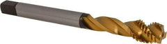 OSG - M12x1.75 3 Flute 6H Modified Bottoming Spiral Flute Tap - Vanadium High Speed Steel, TiN Finish, 110mm OAL, Right Hand Flute, Right Hand Thread, D6, Series 16455 - USA Tool & Supply