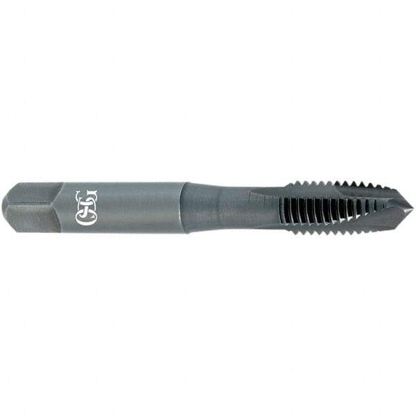 OSG - M2x0.40, D2, 2 Flutes, Plug Chamfer, Oxide Finish, Vanadium High Speed Steel Spiral Point STI Tap - 1-7/8" OAL, 0.141" Shank Diam, 9/16" Thread Length, 0.11" Square Size, 6H Class of Fit, Series 342STI - Exact Industrial Supply