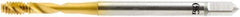 OSG - 9/16-18 UNF 3 Flute 3B Modified Bottoming Spiral Flute Tap - Vanadium High Speed Steel, TiN Finish, 100mm OAL, Right Hand Flute, Right Hand Thread, H3, Series 16450 - USA Tool & Supply