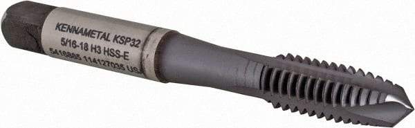 Kennametal - 5/16-18, 3 Flute, TiCN/TiN Finish, Vanadium High Speed Steel Spiral Point Tap - Plug Chamfer, Right Hand Thread, 2-23/32" OAL, 17.5mm Thread Length, 8.08mm Shank Diam, 3B Class of Fit, Series GOtap - Exact Industrial Supply