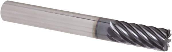 Iscar - 3/8" Diam, 3/4" LOC, 10 Flute Solid Carbide Roughing & Finishing Corner Chamfer End Mill - TiAlN Finish, 3" OAL, 3/8" Shank Diam, Straight Shank, 35° Helix, Non-Centercutting, Regular Length - USA Tool & Supply