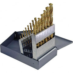 Chicago-Latrobe - 1/16 to 1/2", 135° Point, TiN Finish, High Speed Steel Jobber Length Drill Bit Set - USA Tool & Supply