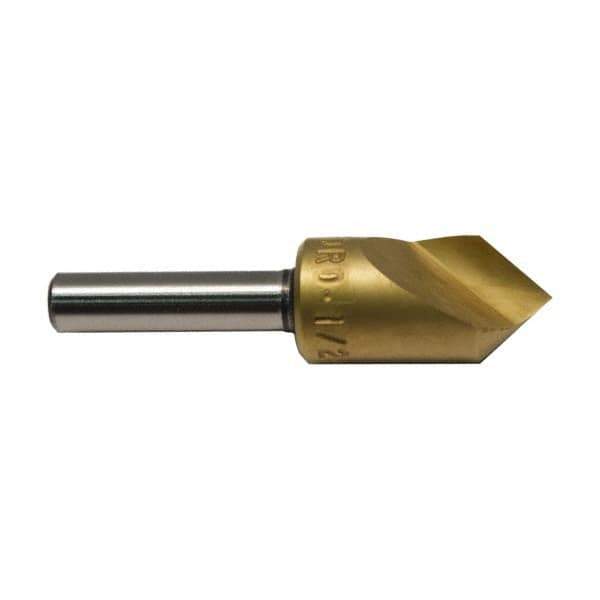 M.A. Ford - 1/8" Head Diam, 1/8" Shank Diam, 1 Flute 100° High Speed Steel Countersink - TiN Finish, 1-1/2" OAL - USA Tool & Supply