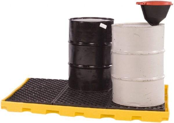 UltraTech - 66 Gal Sump, 9,000 Lb Capacity, 6 Drum, Polyethylene Spill Deck or Pallet - 75" Long x 50" Wide x 5" High, Low Profile, 2 x 3 Drum Configuration - USA Tool & Supply