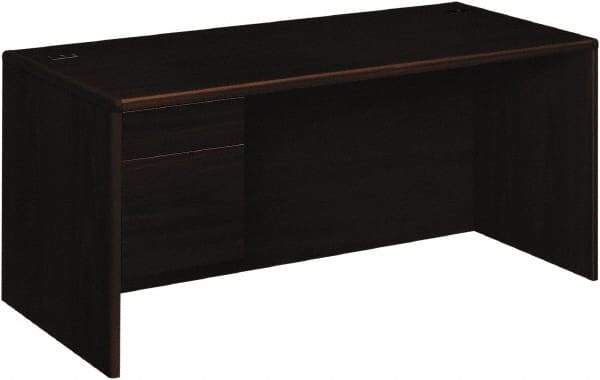 Hon - High Pressure Laminate Left Pedestal Desk - 66" Wide x 30" Deep x 29-1/2" High, Mahogany - USA Tool & Supply