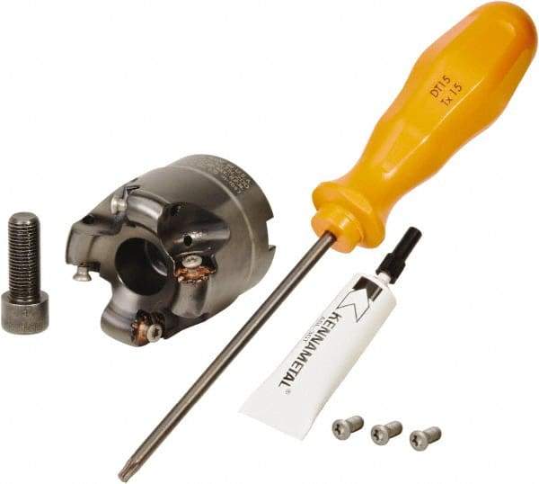 Kennametal - 50.8mm Cut Diam, 2.97mm Max Depth, 3/4" Arbor Hole, 4 Inserts, RN.J 1204... Insert Style, Indexable Copy Face Mill - KDR Cutter Style, 31,080 Max RPM, 2 High, Through Coolant, Series Rodeka - USA Tool & Supply