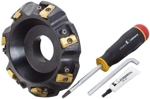 Kennametal - 6" Cut Diam, 2" Arbor Hole, 21.39mm Max Depth of Cut, 30° Indexable Chamfer & Angle Face Mill - 7 Inserts, LN.U 2210... Insert, Right Hand Cut, 7 Flutes, Series MEGA60 - USA Tool & Supply