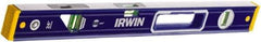 Irwin - Magnetic 24" Long 3 Vial Box Beam Level - Aluminum, Blue/Yellow, 1 Level & 2 Plumb Vials - USA Tool & Supply