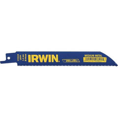 Irwin Blades - 6" Long, Bi-Metal Reciprocating Saw Blade - Straight Profile, 18 TPI, Toothed Edge, Tang Shank - USA Tool & Supply