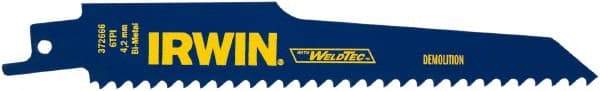 Irwin Blades - 6" Long, Bi-Metal Reciprocating Saw Blade - Tapered Profile, 6 TPI, Toothed Edge, Tang Shank - USA Tool & Supply