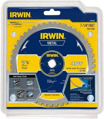 Irwin Blades - 7-1/4" Diam, 5/8" Arbor Hole Diam, 48 Tooth Wet & Dry Cut Saw Blade - Carbide-Tipped, Smooth Action, Standard Round Arbor - USA Tool & Supply