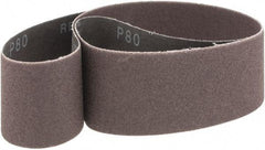 Made in USA - 2" Wide x 42" OAL, 80 Grit, Aluminum Oxide Abrasive Belt - Aluminum Oxide, Medium, Coated, X Weighted Cloth Backing - USA Tool & Supply