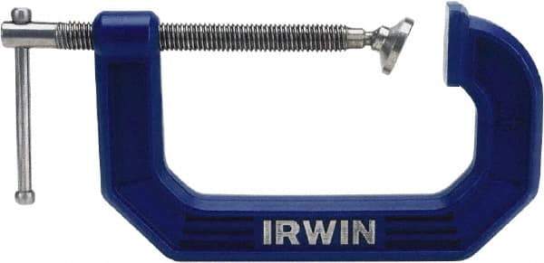 Irwin - Heavy-Duty 1" Max Opening, 1-3/16" Throat Depth, Standard C-Clamp - Standard Throat Depth - USA Tool & Supply