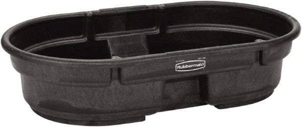 Rubbermaid - 50 Gallon Black Oval Plastic Stock Tank - 12" High x 31" Diam - USA Tool & Supply