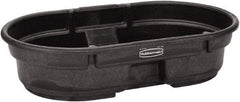 Rubbermaid - 50 Gallon Black Oval Plastic Stock Tank - 12" High x 31" Diam - USA Tool & Supply