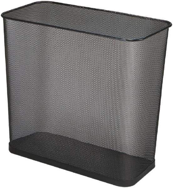 Rubbermaid - 7-1/2 Gal Black Rectangle Decorative Waste Receptacle With Top - Steel, 14" High x 16" Wide - USA Tool & Supply