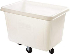 Rubbermaid - 500 Lb Load Capacity, 16 Cu Ft, 12.9 Bushels, Polyethylene Cube Truck - 31" Wide x 43-3/4" Long x 37" High, White - USA Tool & Supply