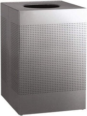 Rubbermaid - 40 Gal Silver Square Decorative Waste Receptacle With Top - Stainless Steel, 794mm High x 552.45mm Long x 552.45mm Wide - USA Tool & Supply