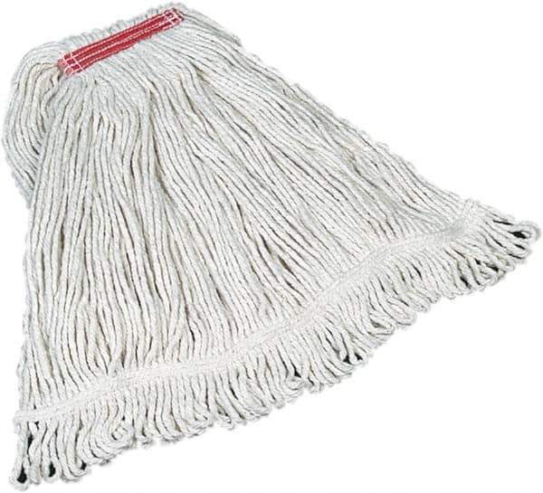 Rubbermaid - Red Head Band, Large Cotton Loop End Mop Head - 4 Ply, Screw On Connection - USA Tool & Supply