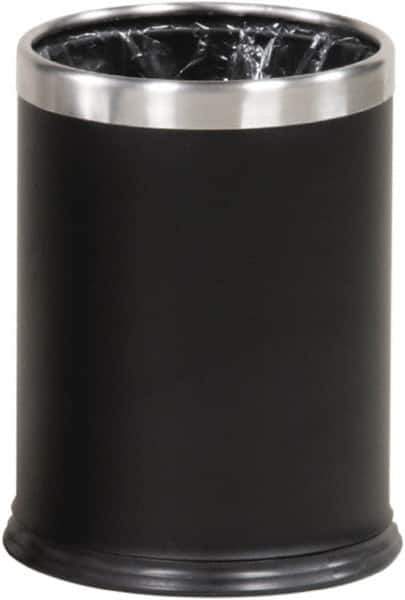 Rubbermaid - 3-1/2 Gal Black Round Decorative Waste Receptacle With Top - Steel, 318mm High - USA Tool & Supply