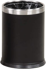 Rubbermaid - 3-1/2 Gal Black Round Decorative Waste Receptacle With Top - Steel, 318mm High - USA Tool & Supply