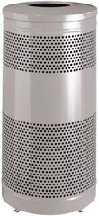 Rubbermaid - 25 Gal Silver Round Decorative Waste Receptacle With Top - Steel, 902mm High - USA Tool & Supply