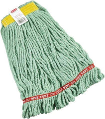 Rubbermaid - 1" Yellow Head Band, Small Blended Fiber Loop End Mop Head - 4 Ply, Side Loading Connection - USA Tool & Supply