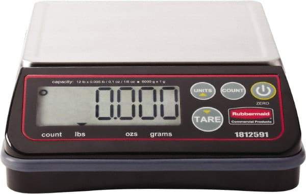 Rubbermaid - 12 Lb. Capacity, Digital Portion Control Scale - 0.1 and 1/8 oz. Graduation, 6-3/8 x 5-3/4" Platform - USA Tool & Supply