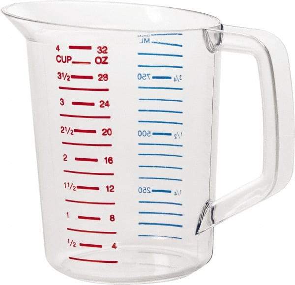 Rubbermaid - 1 Quart Polycarbonate Measuring Cup - 50 ml Graduation - USA Tool & Supply