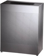 Rubbermaid - 22-1/2 Gal Silver Rectangle Decorative Waste Receptacle With Top - Steel, 30" High x 24" Long x 24" Wide - USA Tool & Supply