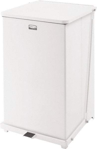 Rubbermaid - 40 Gal Square Unlabeled Trash Can - 30" High x 19" Long x 19" Wide, White, Steel - USA Tool & Supply