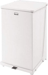 Rubbermaid - 40 Gal Square Unlabeled Trash Can - 30" High x 19" Long x 19" Wide, White, Steel - USA Tool & Supply