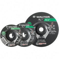 WALTER Surface Technologies - 24 Grit, 9" Wheel Diam, 1/4" Wheel Thickness, Type 27 Depressed Center Wheel - Aluminum Oxide, Resinoid Bond, 6,600 Max RPM - USA Tool & Supply