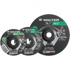 WALTER Surface Technologies - 24 Grit, 7" Wheel Diam, 1/8" Wheel Thickness, Type 27 Depressed Center Wheel - Aluminum Oxide, Resinoid Bond, 8,600 Max RPM - USA Tool & Supply