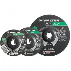 WALTER Surface Technologies - 24 Grit, 4-1/2" Wheel Diam, 1/4" Wheel Thickness, Type 27 Depressed Center Wheel - Aluminum Oxide, Resinoid Bond, 13,300 Max RPM - USA Tool & Supply