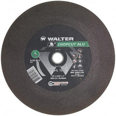 WALTER Surface Technologies - 12" 30 Grit Aluminum Oxide Cutoff Wheel - 3/32" Thick, 1" Arbor, 5,100 Max RPM, Use with Chop Saws - USA Tool & Supply