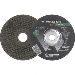 WALTER Surface Technologies - 30 Grit, 7" Wheel Diam, 1/16" Wheel Thickness, 7/8" Arbor Hole, Type 27 Depressed Center Wheel - Aluminum Oxide, Resinoid Bond, 8,600 Max RPM - USA Tool & Supply