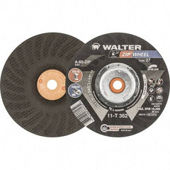 WALTER Surface Technologies - 60 Grit, 6" Wheel Diam, 3/64" Wheel Thickness, Type 27 Depressed Center Wheel - Resinoid Bond, 10,200 Max RPM - USA Tool & Supply