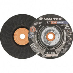WALTER Surface Technologies - 60 Grit, 4-1/2" Wheel Diam, 3/64" Wheel Thickness, Type 27 Depressed Center Wheel - Resinoid Bond, 13,300 Max RPM - USA Tool & Supply