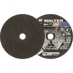 WALTER Surface Technologies - 3" 24 Grit Aluminum Oxide Cutoff Wheel - 1/4" Thick, 3/8" Arbor, 25,470 Max RPM, Use with Die Grinders - USA Tool & Supply