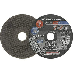 WALTER Surface Technologies - 2" 24 Grit Aluminum Oxide Cutoff Wheel - 1/2" Thick, 5/16" Arbor, 31,000 Max RPM, Use with Die Grinders - USA Tool & Supply