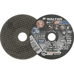 WALTER Surface Technologies - 2" 24 Grit Aluminum Oxide Cutoff Wheel - 1/16" Thick, 5/16" Arbor, 31,000 Max RPM, Use with Die Grinders - USA Tool & Supply